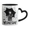 Mug heart black handle, ceramic, 330ml