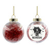 Transparent Christmas tree ball ornament with red filling 8cm