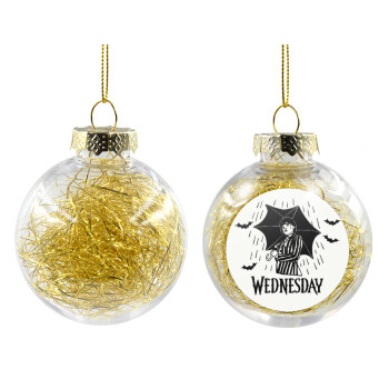 Wednesday Addams, Χριστουγεννιάτικη μπάλα δένδρου διάφανη με χρυσό γέμισμα 8cm