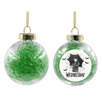 Wednesday Addams, Χριστουγεννιάτικη μπάλα δένδρου διάφανη με πράσινο γέμισμα 8cm