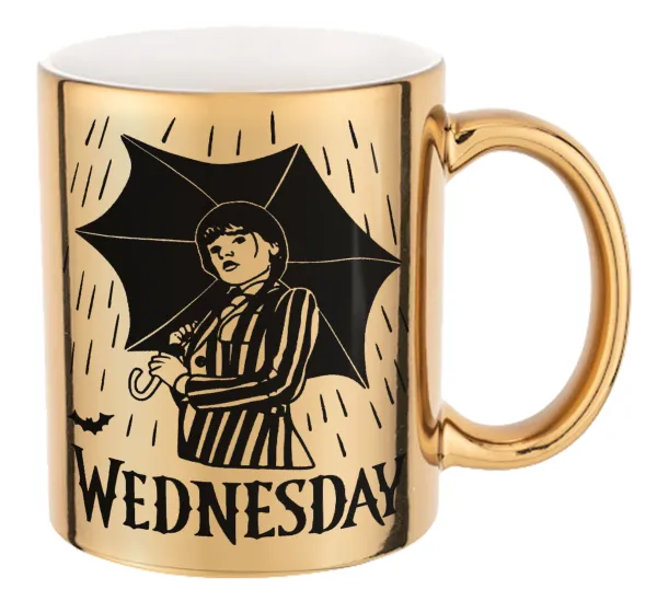 Wednesday Addams — Mug ceramic, gold mirror, 330ml