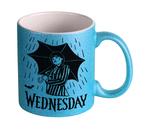 Wednesday Addams — Κούπα Σιέλ Glitter που γυαλίζει, κεραμική, 330ml