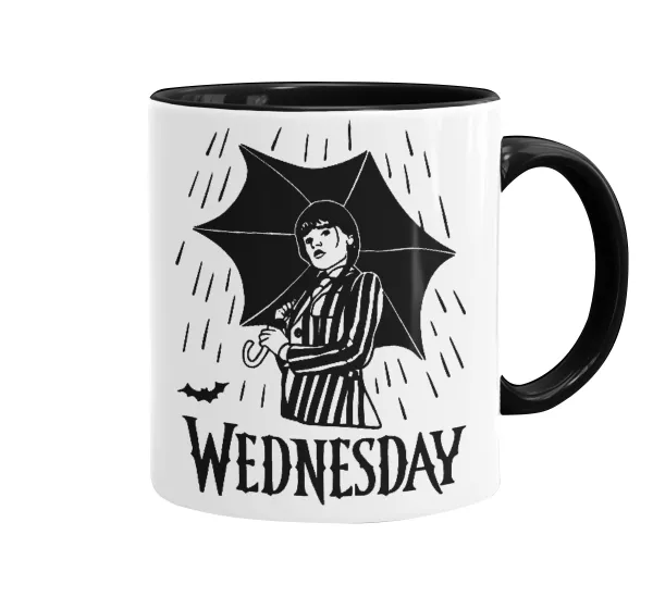 Wednesday Addams — Κούπα χρωματιστή μαύρη, κεραμική, 330ml