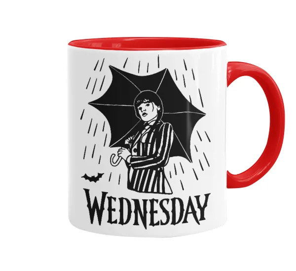 Wednesday Addams — Κούπα χρωματιστή κόκκινη, κεραμική, 330ml