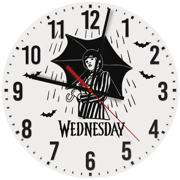Wednesday Addams — Ρολόι τοίχου ξύλινο 30cm