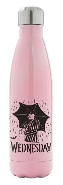 Wednesday Addams — Μεταλλικό παγούρι θερμός Ροζ Ιριδίζον (Stainless steel), διπλού τοιχώματος, 500ml