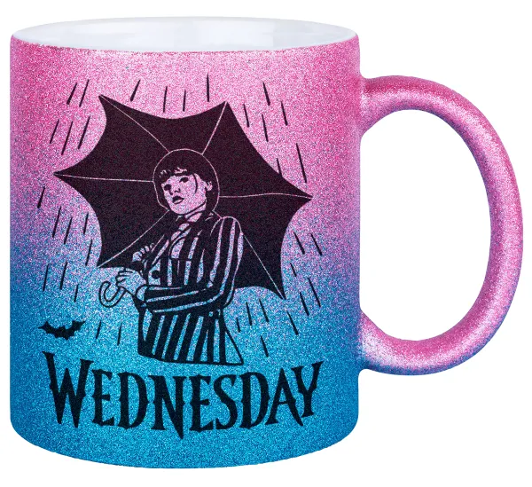 Wednesday Addams — Κούπα Χρυσή/Μπλε Glitter, κεραμική, 330ml