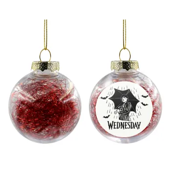 Wednesday Addams, Transparent Christmas tree ball ornament with red filling 8cm