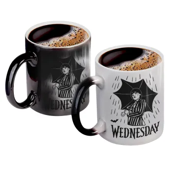 Wednesday Addams, Κούπα Μαγική, κεραμική, 330ml που αλλάζει χρώμα με το ζεστό ρόφημα
