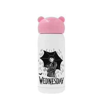 Wednesday Addams, Pink stainless steel thermal flask, 320ml