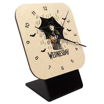 Wednesday Addams, Επιτραπέζιο ρολόι σε φυσικό ξύλο (10cm)