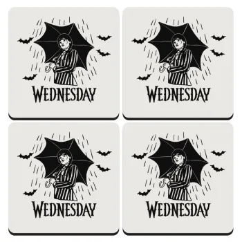 Wednesday Addams, ΣΕΤ 4 Σουβέρ ξύλινα τετράγωνα (9cm)