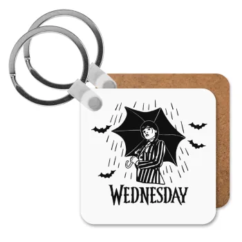 Wednesday Addams, Μπρελόκ Ξύλινο τετράγωνο MDF