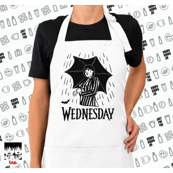 Wednesday Addams, Ποδιά μακριά Σεφ ολόσωμη με τσέπες white (ΕΝΗΛΙΚΩΝ)