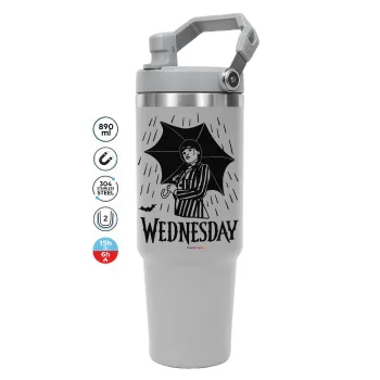 Wednesday Addams, ΓΚΡΙ χρώματος Θερμός Ανοξείδωτο 890ml (30oz) με χερούλι