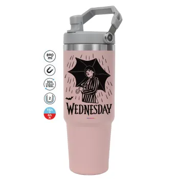 Wednesday Addams, ΡΟΖ χρώματος Θερμός Ανοξείδωτο 890ml (30oz) με χερούλι