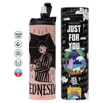 Wednesday Addams, Tumbler stainless steel PINK 600ml