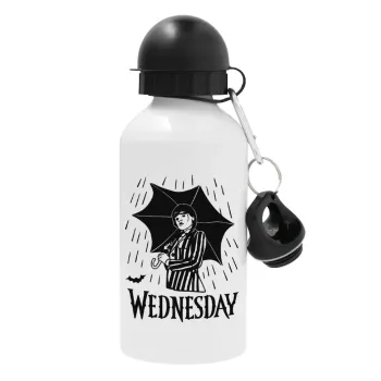 Wednesday Addams, Metal water bottle, White, aluminum 500ml