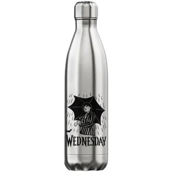 Wednesday Addams, Inox (Stainless steel) hot metal mug, double wall, 750ml