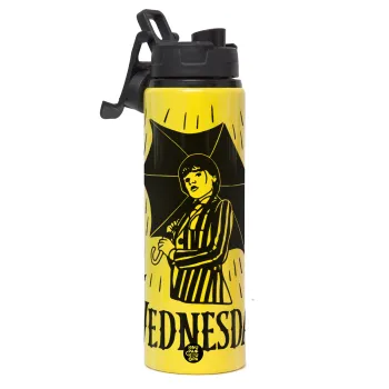 Wednesday Addams, Μεταλλικό παγούρι νερού με καπάκι ασφαλείας, αλουμινίου 850ml