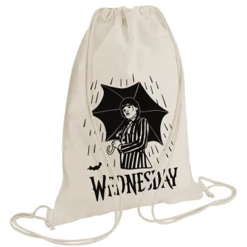 Wednesday Addams, Τσάντα πλάτης πουγκί GYMBAG natural (28x40cm)