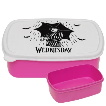 Wednesday Addams, ΡΟΖ παιδικό δοχείο φαγητού (lunchbox) πλαστικό (BPA-FREE) Lunch Βox M18 x Π13 x Υ6cm