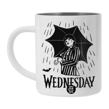 Wednesday Addams, BIG Mug Stainless steel double wall (450ml, White)