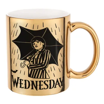 Wednesday Addams, Κούπα κεραμική, χρυσή καθρέπτης, 330ml