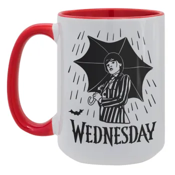 Wednesday Addams, Κούπα Mega 15oz, κεραμική Κόκκινη, 450ml