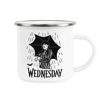 Wednesday Addams, Metallic enamel cup white 360ml