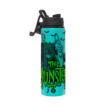 The munsters, Metallic water bottle with safety lid, 850ml aluminum