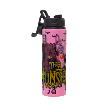The munsters, Metallic water bottle with safety lid, 850ml aluminum