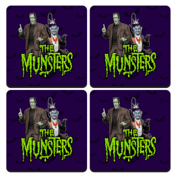 The munsters, ΣΕΤ 4 Σουβέρ ξύλινα τετράγωνα (9cm)