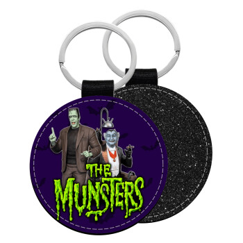 The munsters, Μπρελόκ Δερματίνη, στρογγυλό ΜΑΥΡΟ (5cm)