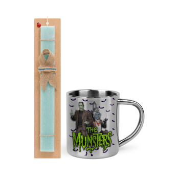 The munsters, Easter Set, metallic thermal cup (300ml) & aromatic flat Easter candle (30cm) (TURQUOISE)