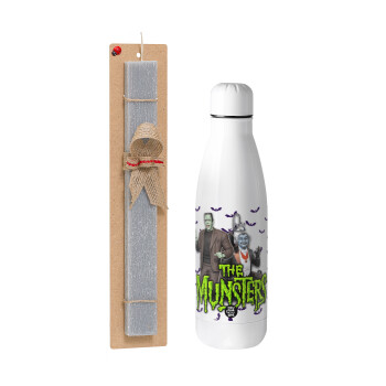 The munsters, Easter Set, metallic stainless thermos bottle (500ml) & scented flat Easter candle (30cm) (GRAY)