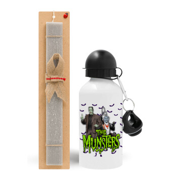 The munsters, Easter Set, metallic aluminum water bottle (500ml) & aromatic flat Easter candle (30cm) (GRAY)