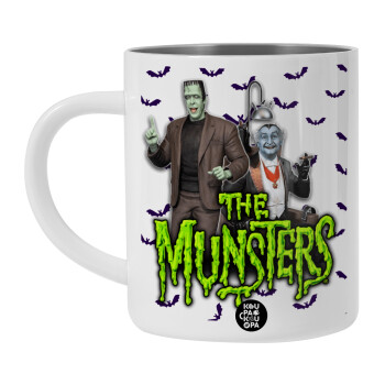The munsters, Λευκή Ανοξείδωτη Μεταλλική Κούπα 450ml - Διπλού Τοιχώματος 