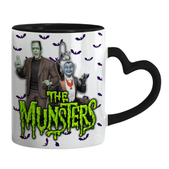 The munsters, Κούπα καρδιά χερούλι μαύρη, κεραμική, 330ml
