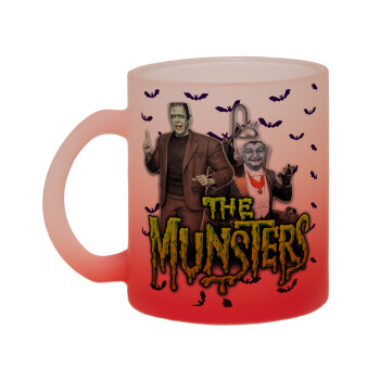 The munsters, Κούπα γυάλινη δίχρωμη με βάση το κόκκινο ματ, 330ml