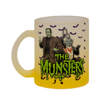 The munsters, Κούπα γυάλινη δίχρωμη με βάση το κίτρινο ματ, 330ml