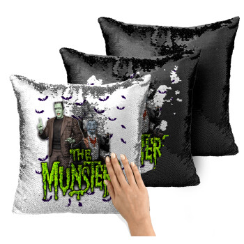 The munsters, Μαξιλάρι καναπέ Μαγικό Μαύρο με πούλιες 40x40cm περιέχεται το γέμισμα