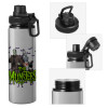 Metallic water bottle with safety cap, 850ml aluminum