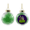 Transparent Christmas tree ball ornament with green filling 8cm