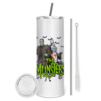 The munsters, Eco friendly stainless steel tumbler 600ml, with metal straw & cleaning brush