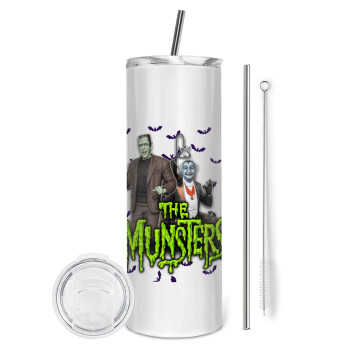 The munsters, Tumbler stainless steel 600ml, with metal straw & cleaning brush