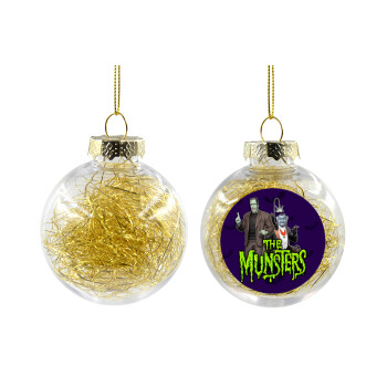 The munsters, Transparent Christmas tree ball ornament with gold filling 8cm