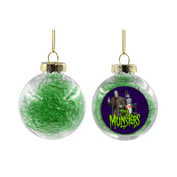 The munsters, Transparent Christmas tree ball ornament with green filling 8cm