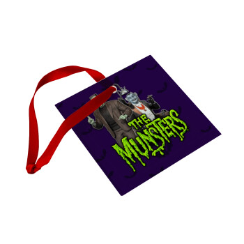 The munsters, Christmas ornament, glass square ornament 9x9cm