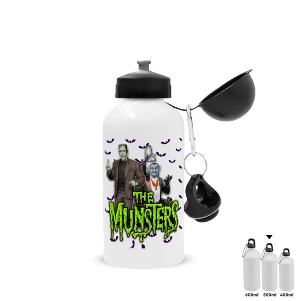 The munsters — Metal water bottle, White, aluminum 500ml